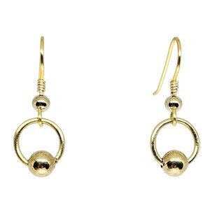 Handmade Gold Hoop Beaded Drop Earrings Minimalist Round Boho Earrings